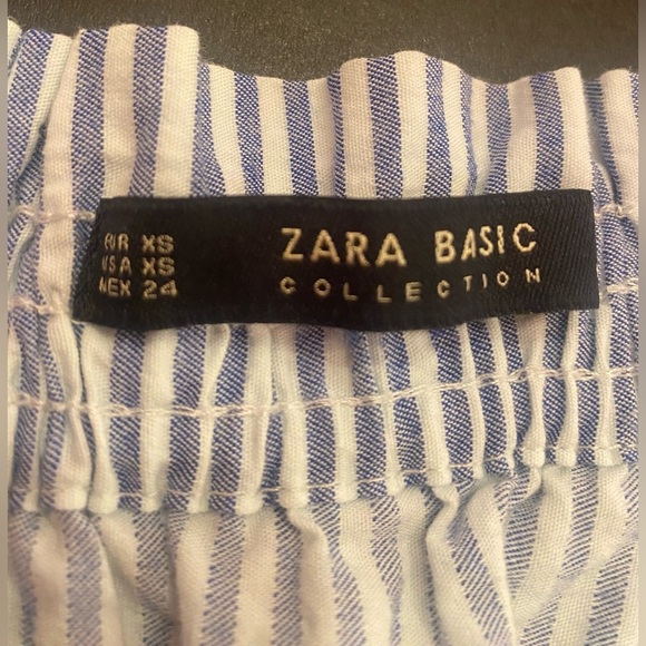 Zara Basic Off Shoulder Blue and White Stripe Dress with Pockets Size XS - Picture 5 of 8